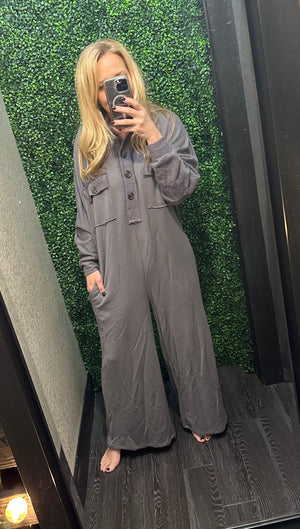 Oversized French Terry Jumpsuit (Charcoal)