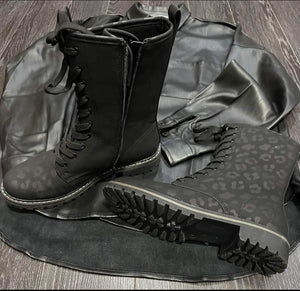 Fomo Combat Boots by Corkys (Black Leopard)
