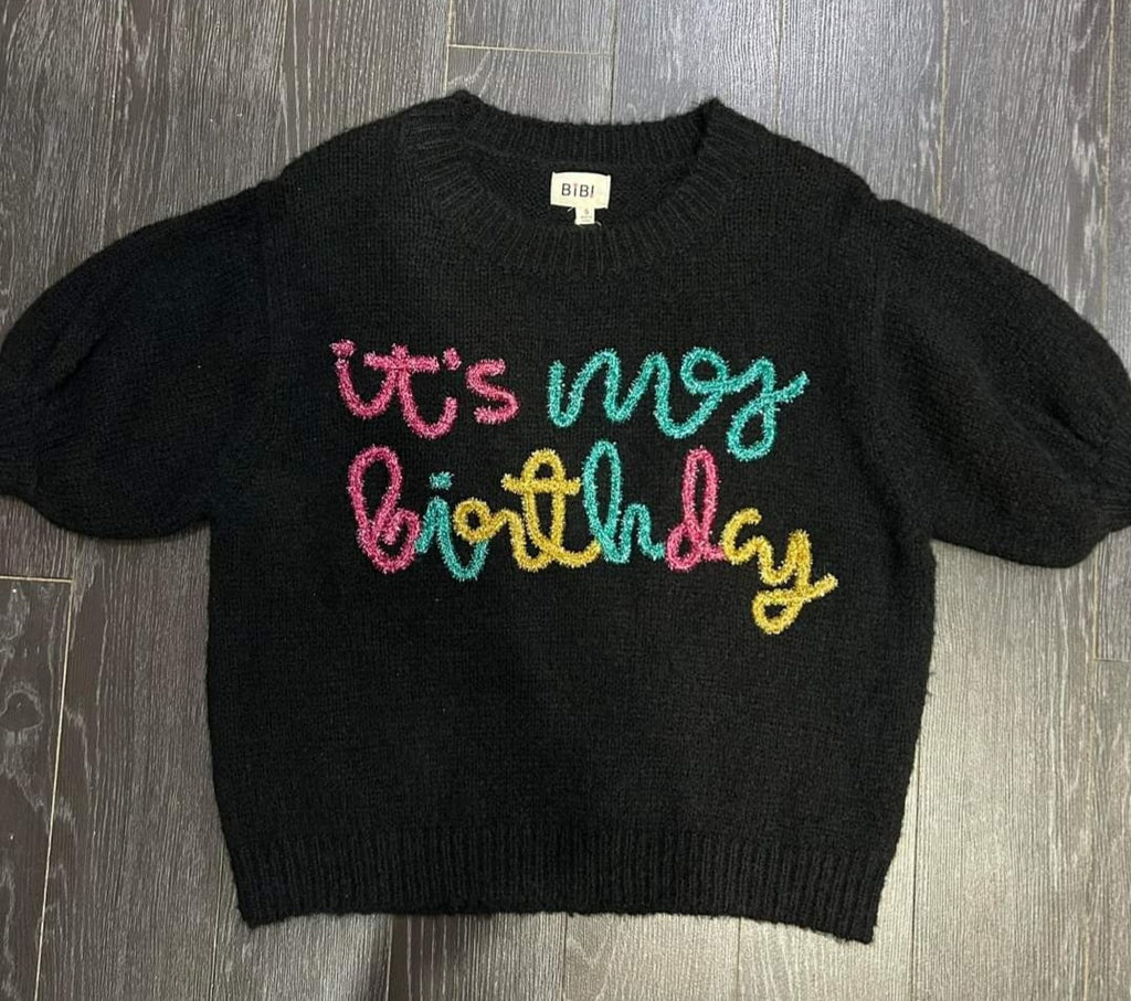 "It's My Birthday" Sweater (Black)