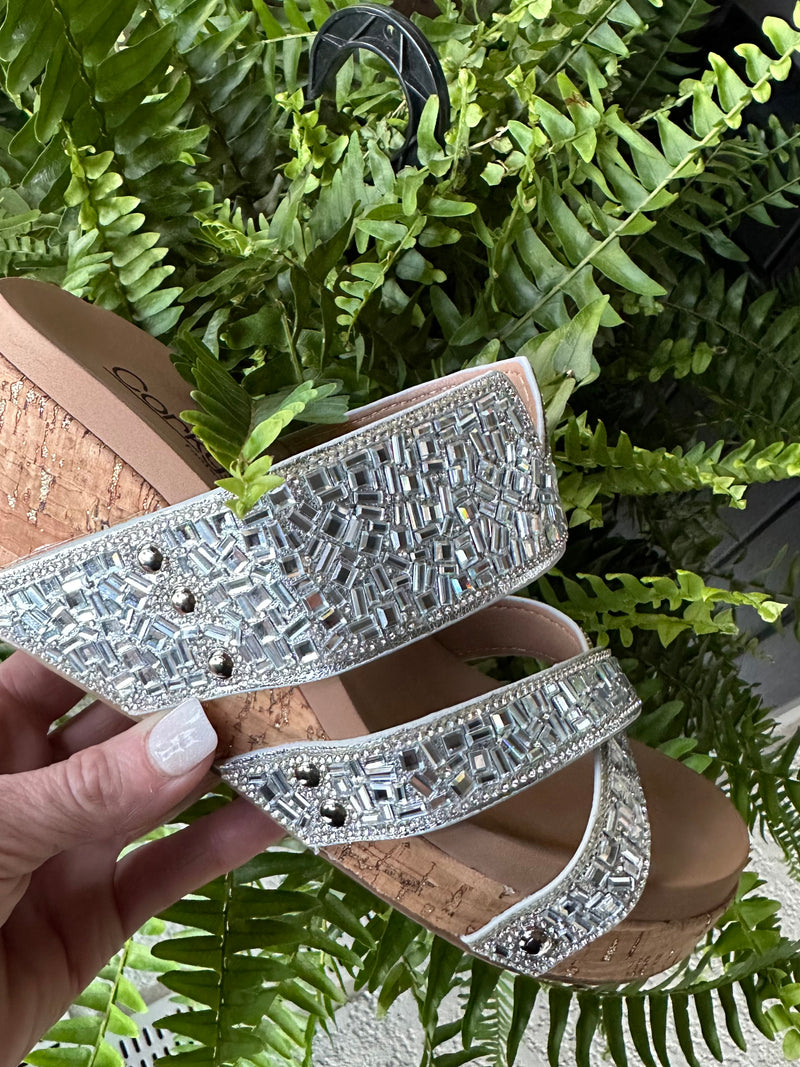 Sparkler Wedge Sandals (Silver)