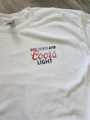 Red, White, and Coors Light Graphic T-Shirt (White)
