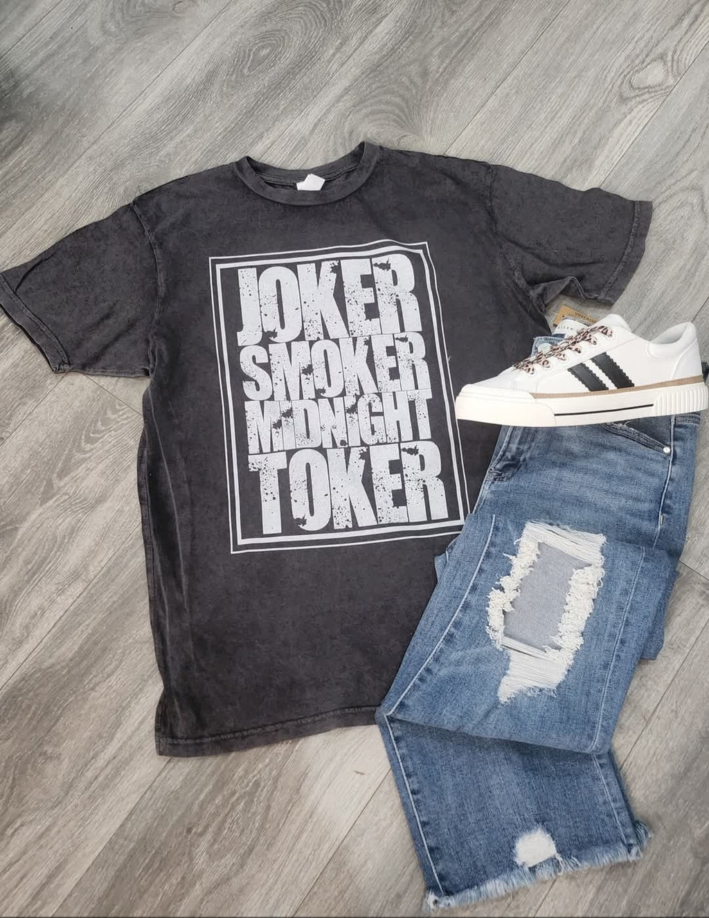 Joker Smoker Midnight Toker Graphic Tee (Vintage Black)