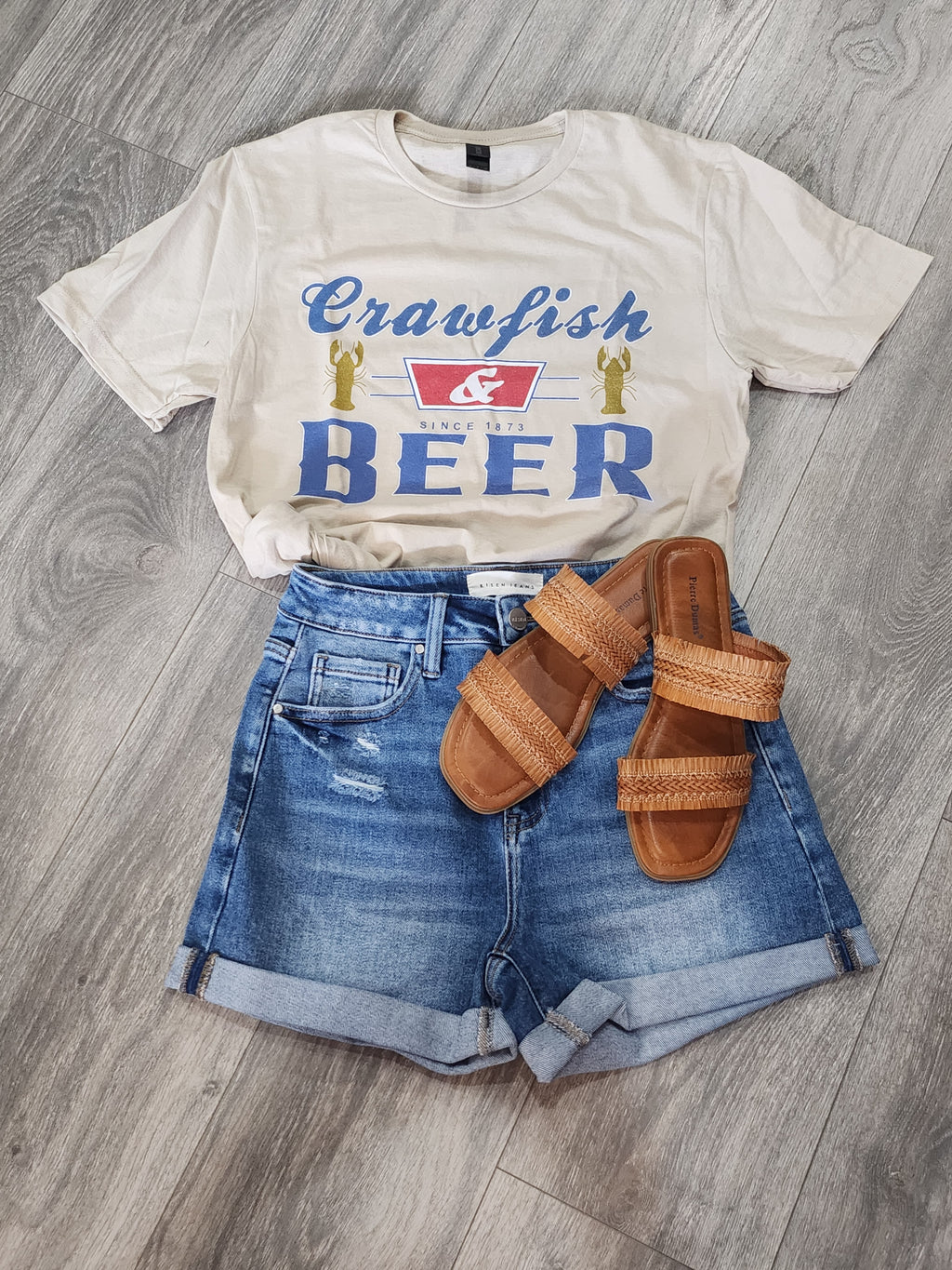 Crawfish & Beer Graphic T-Shirt (Cream)