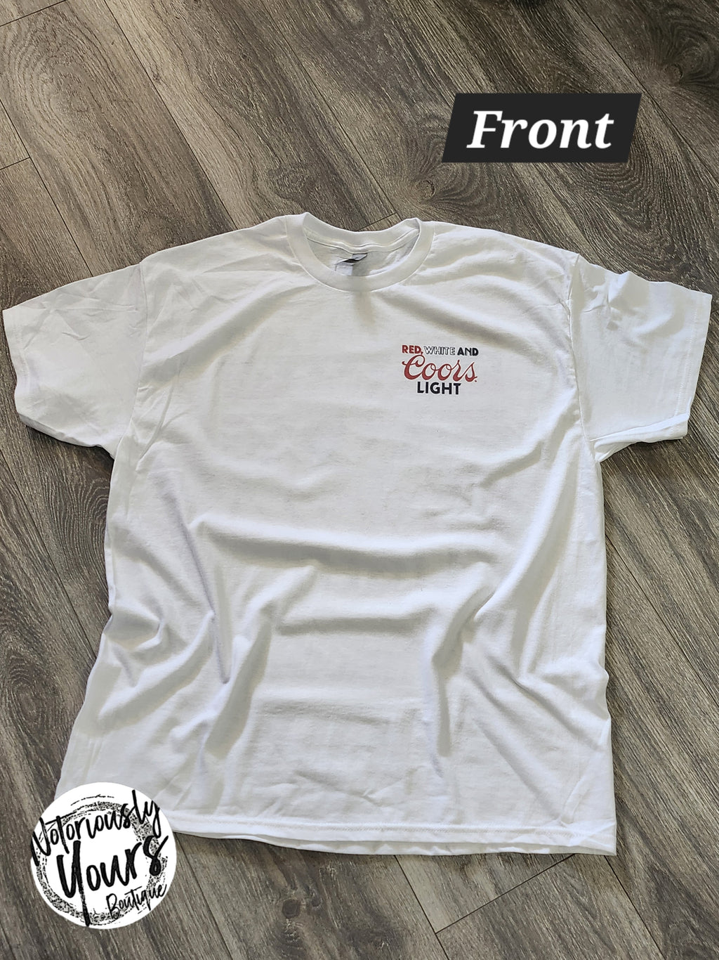 Red, White, and Coors Light Graphic T-Shirt (White)