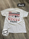 Red, White, and Coors Light Graphic T-Shirt (White)