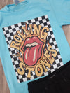Rolling Stones Graphic Tee (Checkered/Aqua)