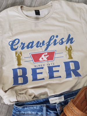 Crawfish & Beer Graphic T-Shirt (Cream)